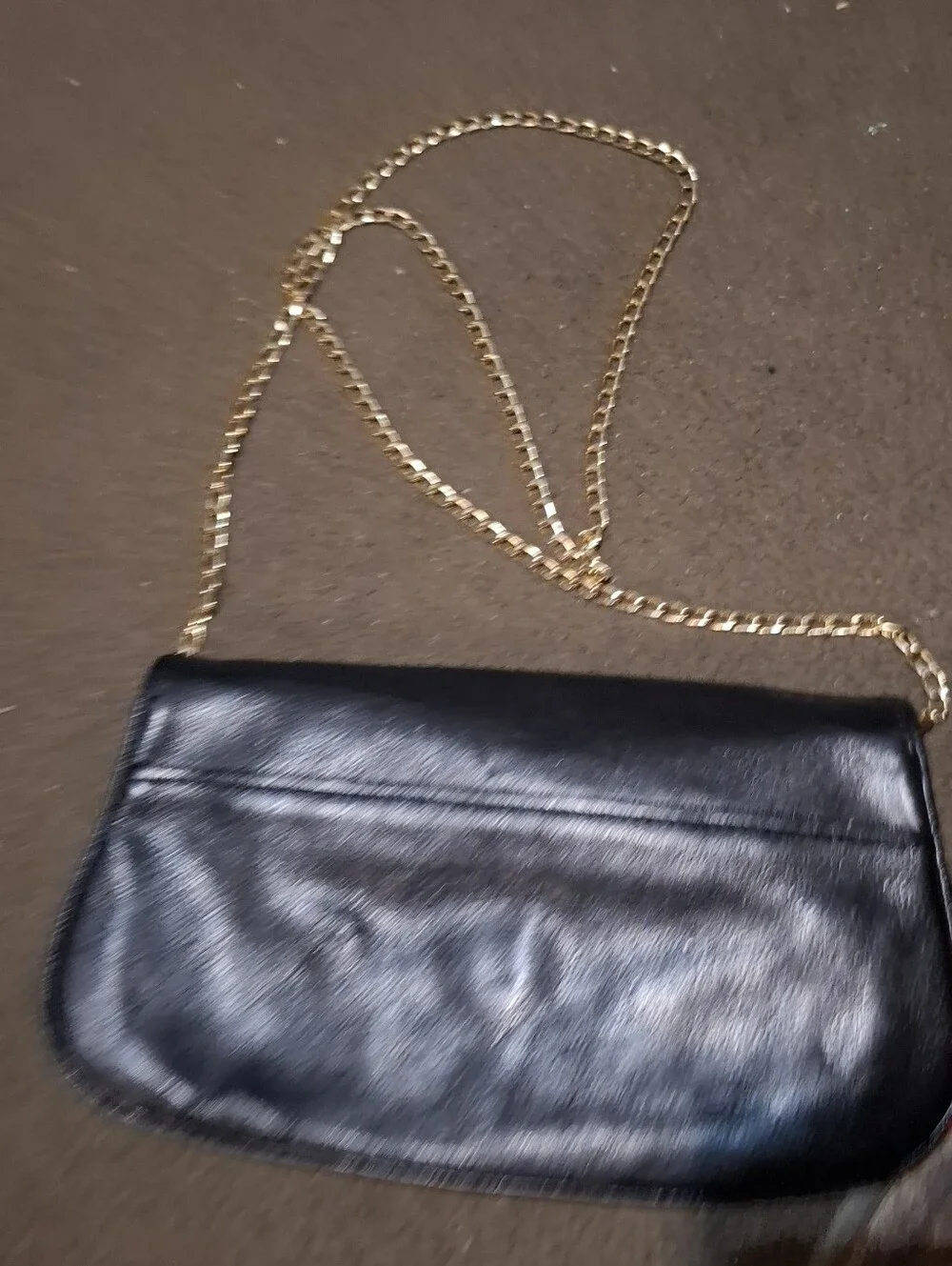 Tory Burch Black Leather Clutch with Gold Logo